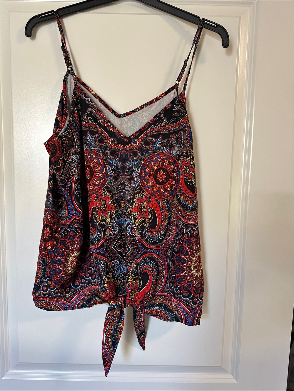 Cupshe Red & Blue Paisley Tie-Front Cami